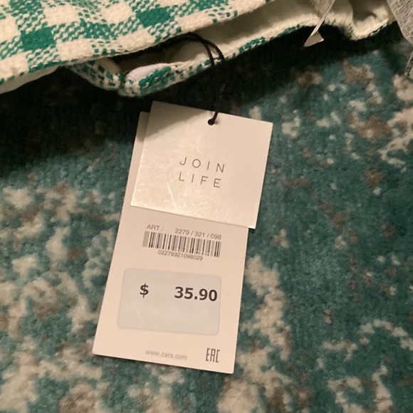 Blogger Favorite- Zara Crop Top Green Gingham Size Small NWT - Picture 5 of 6